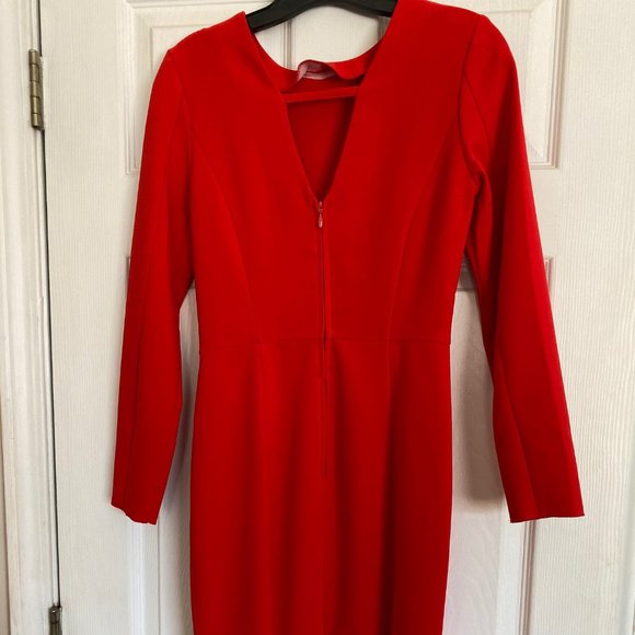 Red Bodycon HM Dress with front ruffle-like detail - Picture 4 of 5